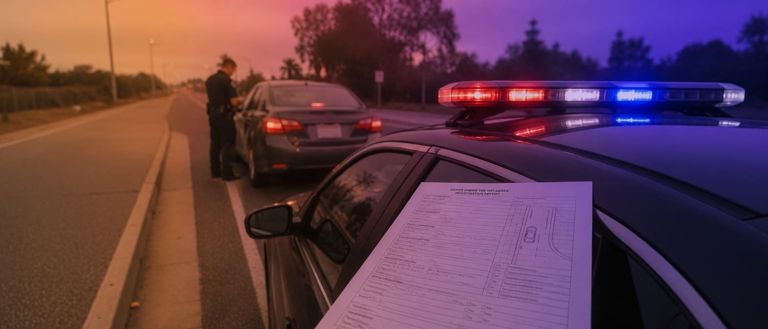 DUI police report после аварии с пьяным водителем