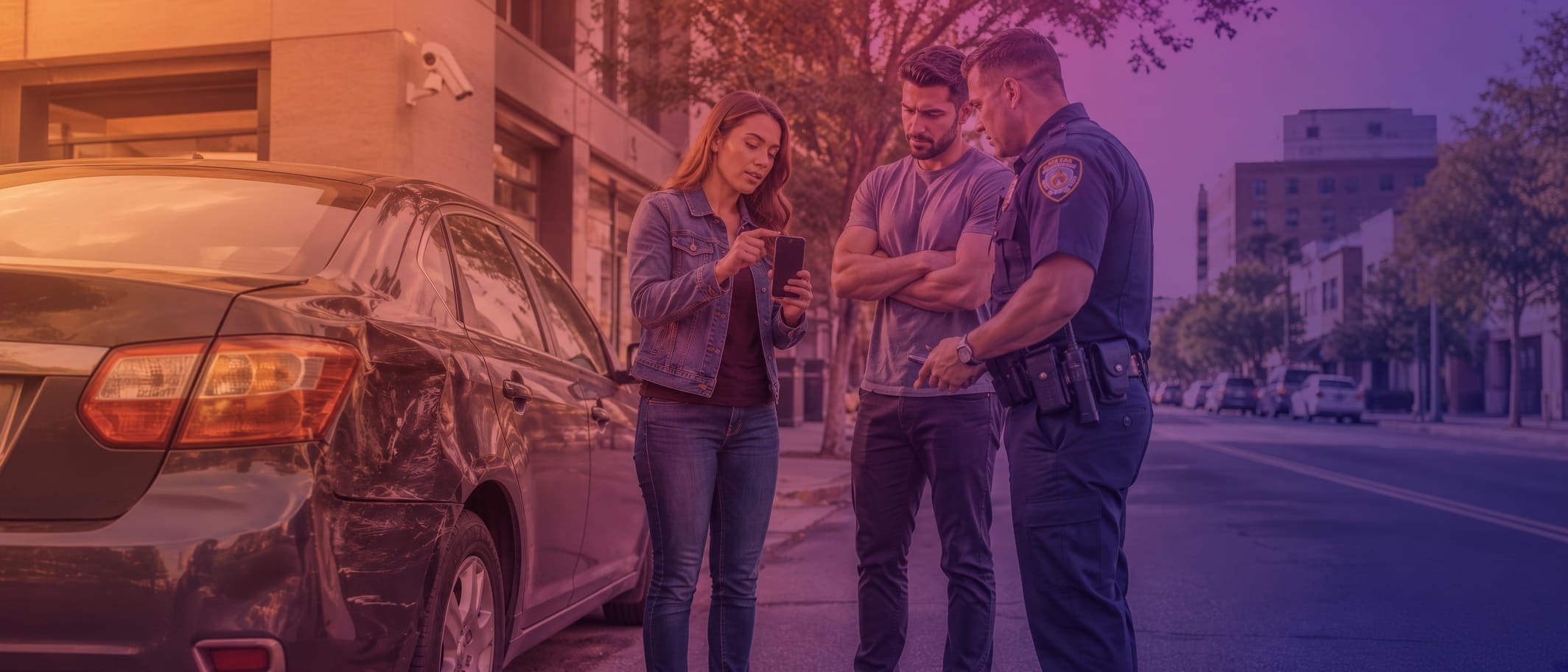 Полиция на месте ДТП после hit-and-run в США